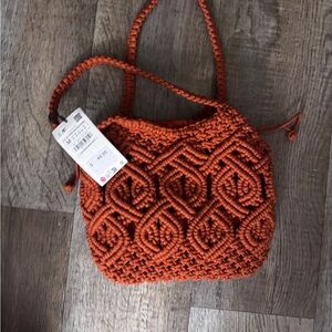Handcrafted Orange Macrame Bag